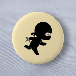 Badge Rond 5 Cm Tiny Ninja coule sur Jaune