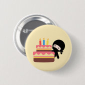 Badge Rond 5 Cm Tiny Ninja Derrière le gâteau d'anniversaire Jaune (Devant & derrière)