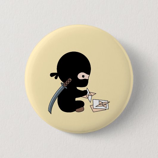 Badge Rond 5 Cm Tiny Ninja Origami Papier Étoile Jaune (Devant)