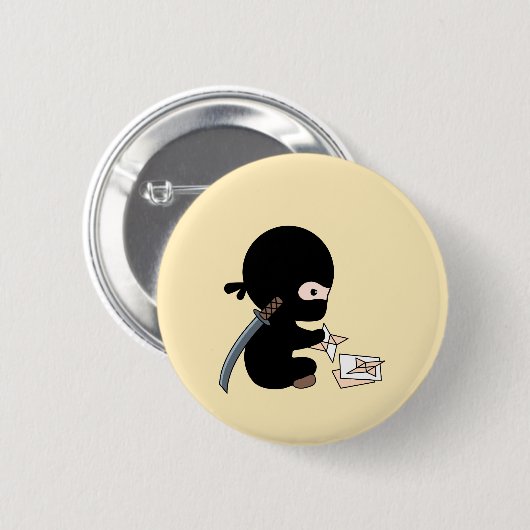 Badge Rond 5 Cm Tiny Ninja Origami Papier Étoile Jaune (Devant & derrière)
