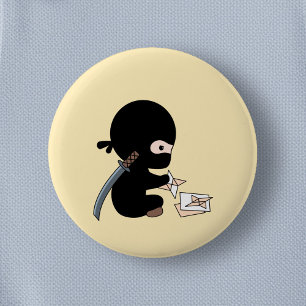 Badge Rond 5 Cm Tiny Ninja Origami Papier Étoile Jaune