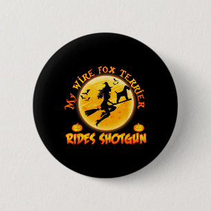 Badge Rond 5 Cm Tire à Poil Fox Terrier Monte Chien de Tir Hallowe