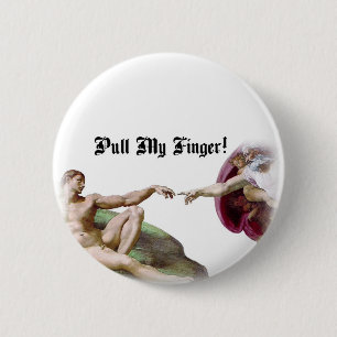 Badge Rond 5 Cm Tire sur mon doigt - Création de Michel-Ange, humo