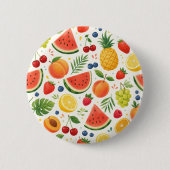 Badge Rond 5 Cm Tissu à motif de fruits d'été | Pastèque tropicale (Devant)