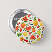 Badge Rond 5 Cm Tissu à motif de fruits d'été | Pastèque tropicale (Devant & derrière)