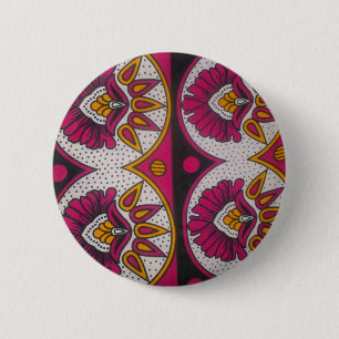 Badge Rond 5 Cm Tissu africain coloré Motif Art Print