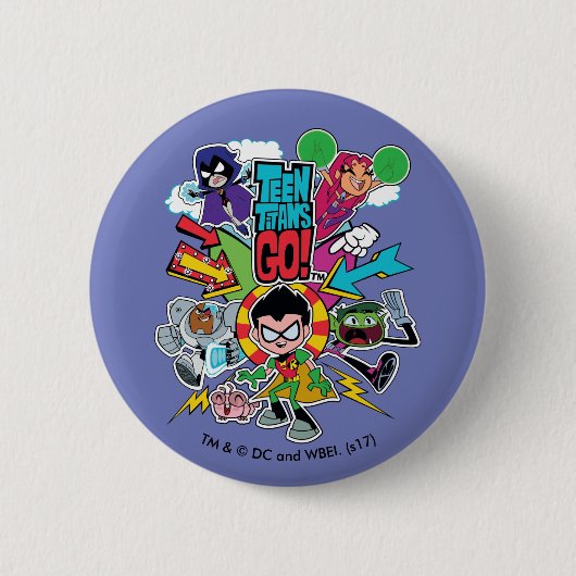 Badge Rond 5 Cm Titans Ados, allez ! | Graphique Flèche d'équipe (Devant)