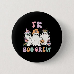 Badge Rond 5 Cm TK Boo Crew Retro Super Halloween Floral Ghost TK