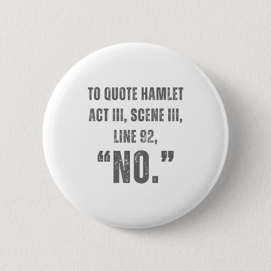 Badge Rond 5 Cm To Quote Hamlet No - Funny Sarcastic Quote  (Devant)