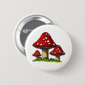 Badge Rond 5 Cm Toadtstools rouge, champignon : Art à main levée (Devant & derrière)