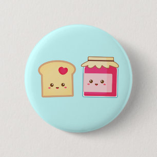 Badge Rond 5 Cm Toast Mignon et Confiture de Fraises, Répandre l'A