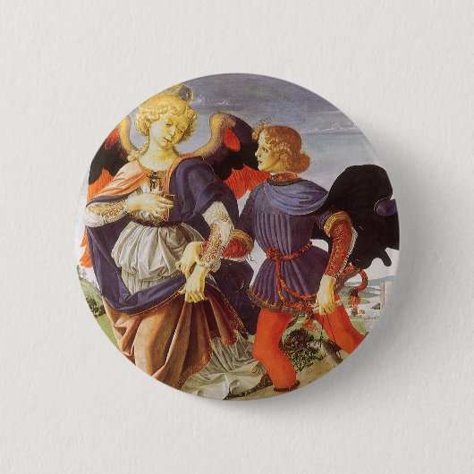 Badge Rond 5 Cm Tobias et l'Ange par Andrea del Verrocchio (Devant)