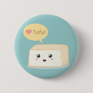 Badge Rond 5 Cm Tofu kawaii demandant aux gens d'aimer le tofu
