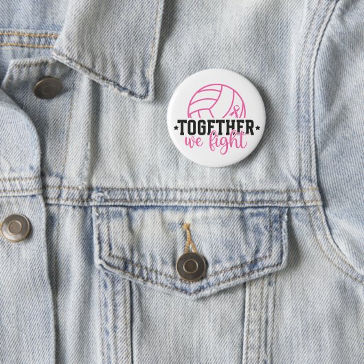 Badge Rond 5 Cm Together We Fight Breast Cancer Pink Ribbon (En situation)