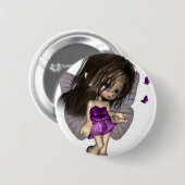 Badge Rond 5 Cm Toile à papillon - Fée violette (Devant & derrière)