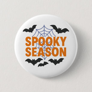 Badge Rond 5 Cm Toile d'araignée Halloween Saison Chauves-souris W