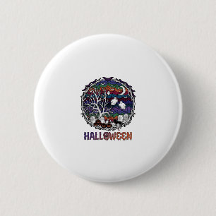 Badge Rond 5 Cm Toiles d'araignée d'Halloween Arbres Fantômes Citr