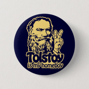 Badge Rond 5 Cm Tolstoy est mon bouton de Homeboy