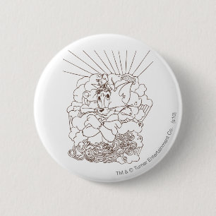 Badge Rond 5 Cm Tom et contour de Jerry