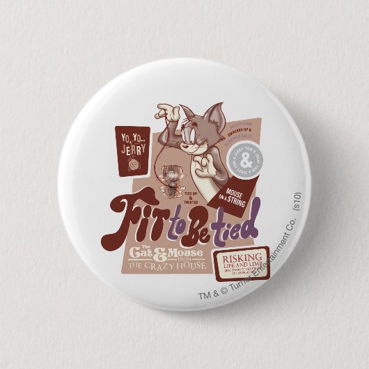 Badge Rond 5 Cm Tom et Jerry Fit To Be Lied (Devant)