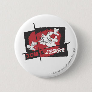 Badge Rond 5 Cm Tom et Jerry Red et Black