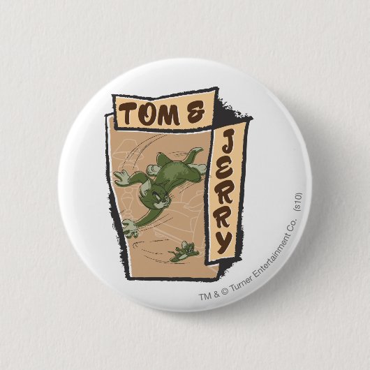 Badge Rond 5 Cm Tom et Jerry sur un canapé tan (Devant)