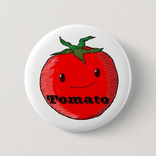 Badge Rond 5 Cm Tomate Cartoon Cute Avec Texte (Devant)