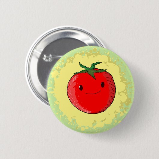 Badge Rond 5 Cm Tomate de carton mignon (Devant & derrière)