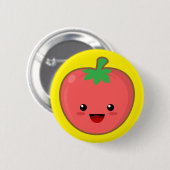 Badge Rond 5 Cm Tomate de Kawaii (Devant & derrière)