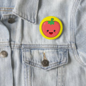 Badge Rond 5 Cm Tomate de Kawaii (En situation)