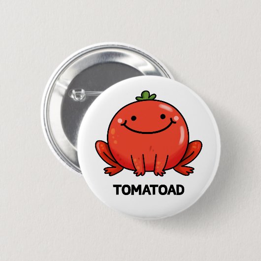 Badge Rond 5 Cm Tomatoad Funny Tomato Toc Pun (Devant & derrière)