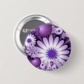 Badge Rond 5 Cm Tomber dans l'amour Fleurs Abstraites et Coeurs Fr (Devant & derrière)