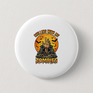 Badge Rond 5 Cm Tombes de main de zombies glaçants Chauves-souris