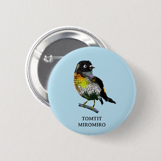Badge Rond 5 Cm Tomtit Miromiro (Devant & derrière)