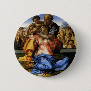 Badge Rond 5 Cm Tondo Doni ou Madonna Doni de Michel-Ange