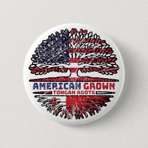 Badge Rond 5 Cm Tonga Tongan États-Unis Amérique États-Unis Arbre