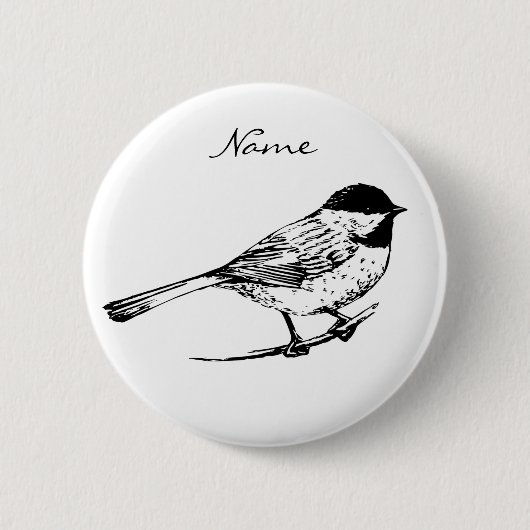 Badge Rond 5 Cm Tonnerre de chickadee à calotte noire (Devant)