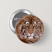 Badge Rond 5 Cm Tons Brown Tiger visage (Devant & derrière)