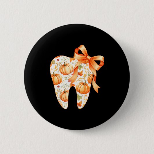 Badge Rond 5 Cm Tooth Coquette Bow Dentist Thanksgiving Dental Ist (Devant)