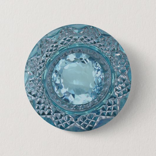 Badge Rond 5 Cm Topaz bleu et verre coupé (Devant)
