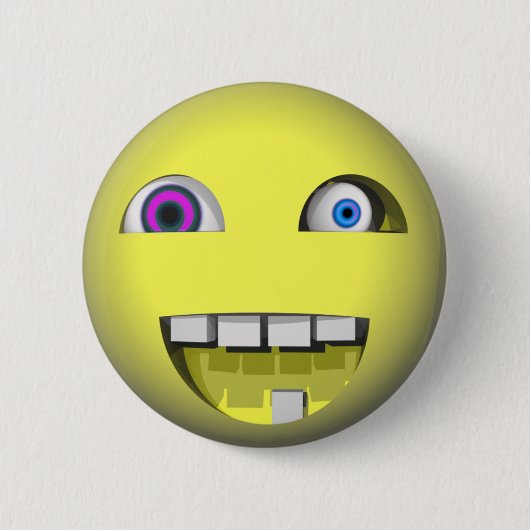 Badge Rond 5 Cm Tordu avec les yeux fous (Devant)