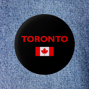 Badge Rond 5 Cm Toronto Canada Drapeau canadien Couleur foncée