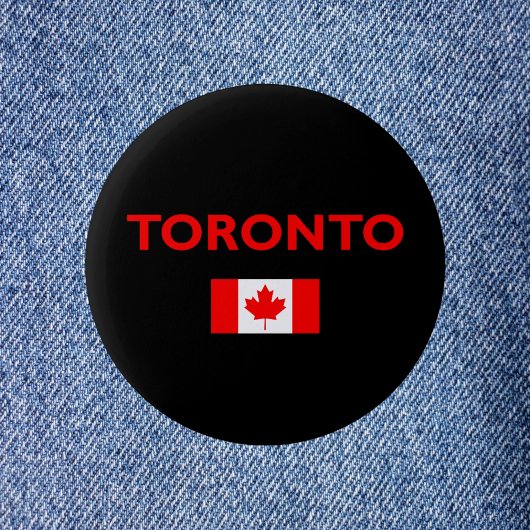 Badge Rond 5 Cm Toronto Canada Drapeau canadien Couleur foncée