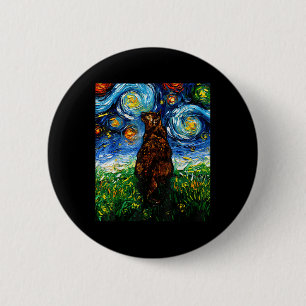 Badge Rond 5 Cm Tortoiseshell Tortie Stress Night Kitty Cat Art By
