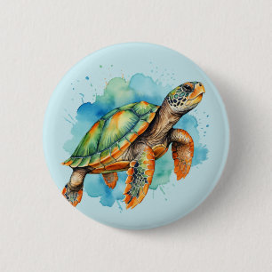 Badge Rond 5 Cm Tortue à peinture mignonne