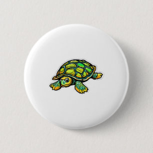 Badge Rond 5 Cm Tortue Animal Tortue Vert