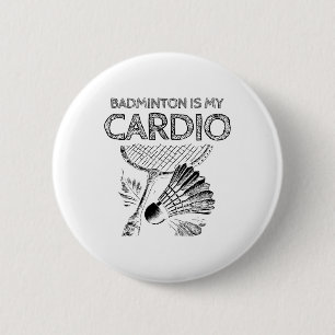 Badge Rond 5 Cm Tortue Badminton Joueur Navette Raquette 1