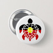 Badge Rond 5 Cm Tortue de mer aborigène australien (Devant & derrière)