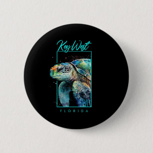 Badge Rond 5 Cm Tortue de mer aquarelle souvenir Key West Floride