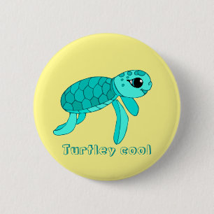 Badge Rond 5 Cm Tortue de mer cool Turtley